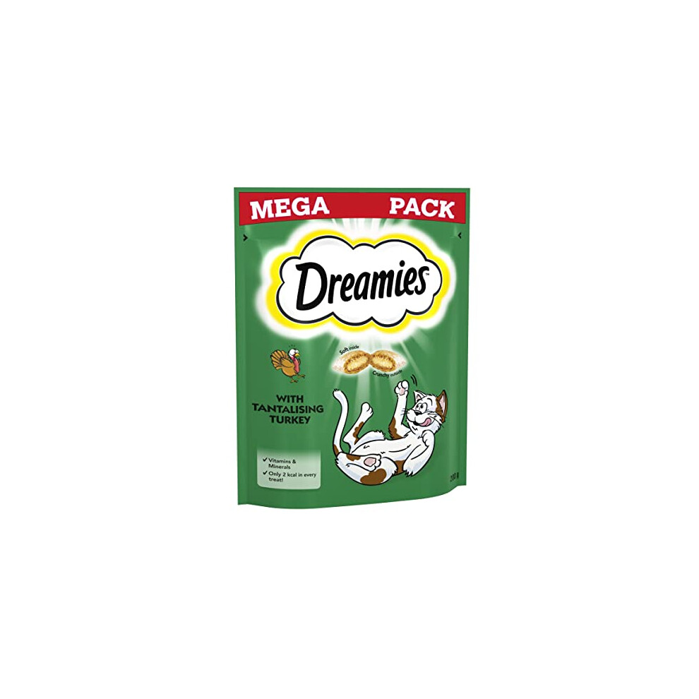 Dreamies Mega Pack Cat Treats, Tasty Snacks with Delicious Turkey, 6 Pouches of 200 g