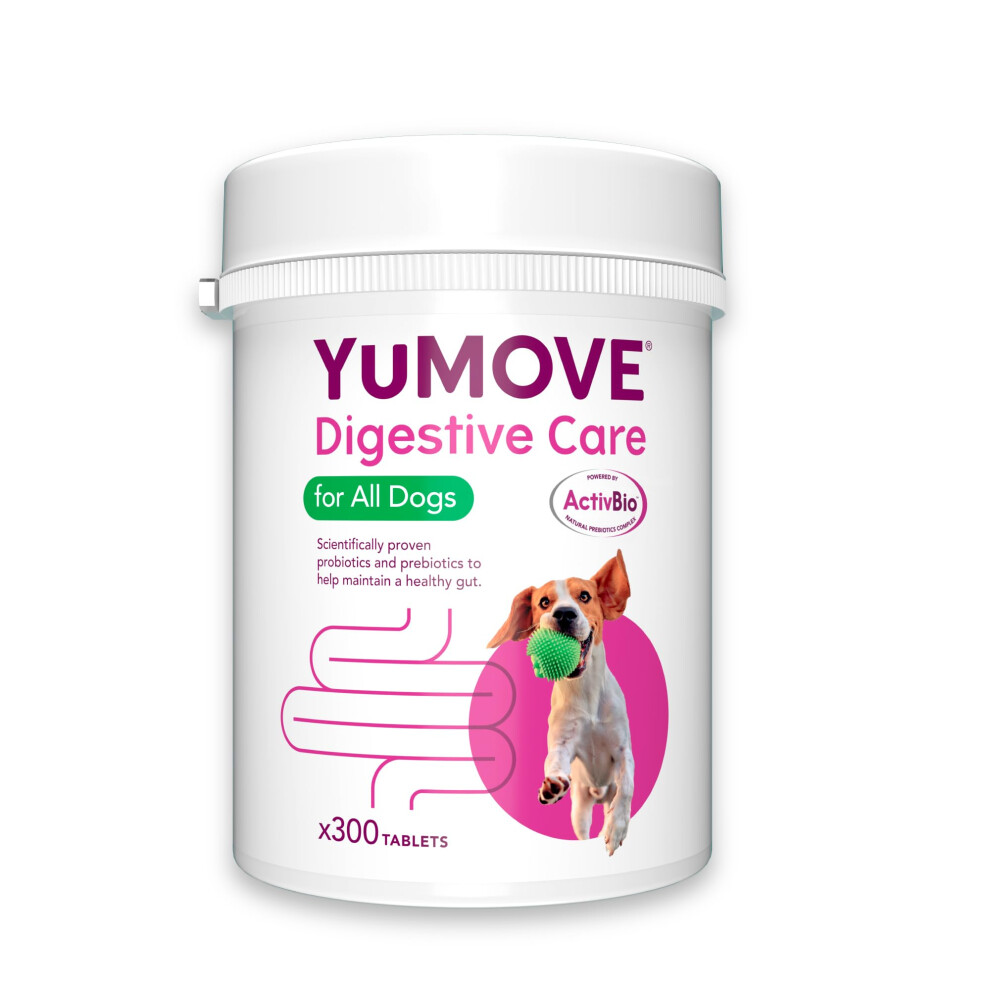 YuMOVE Digestive Care for All Dogs | Previously YuDIGEST | Probiotics for Dogs with Sensitive Digestion, All Ages and Breeds | 300 Tablets