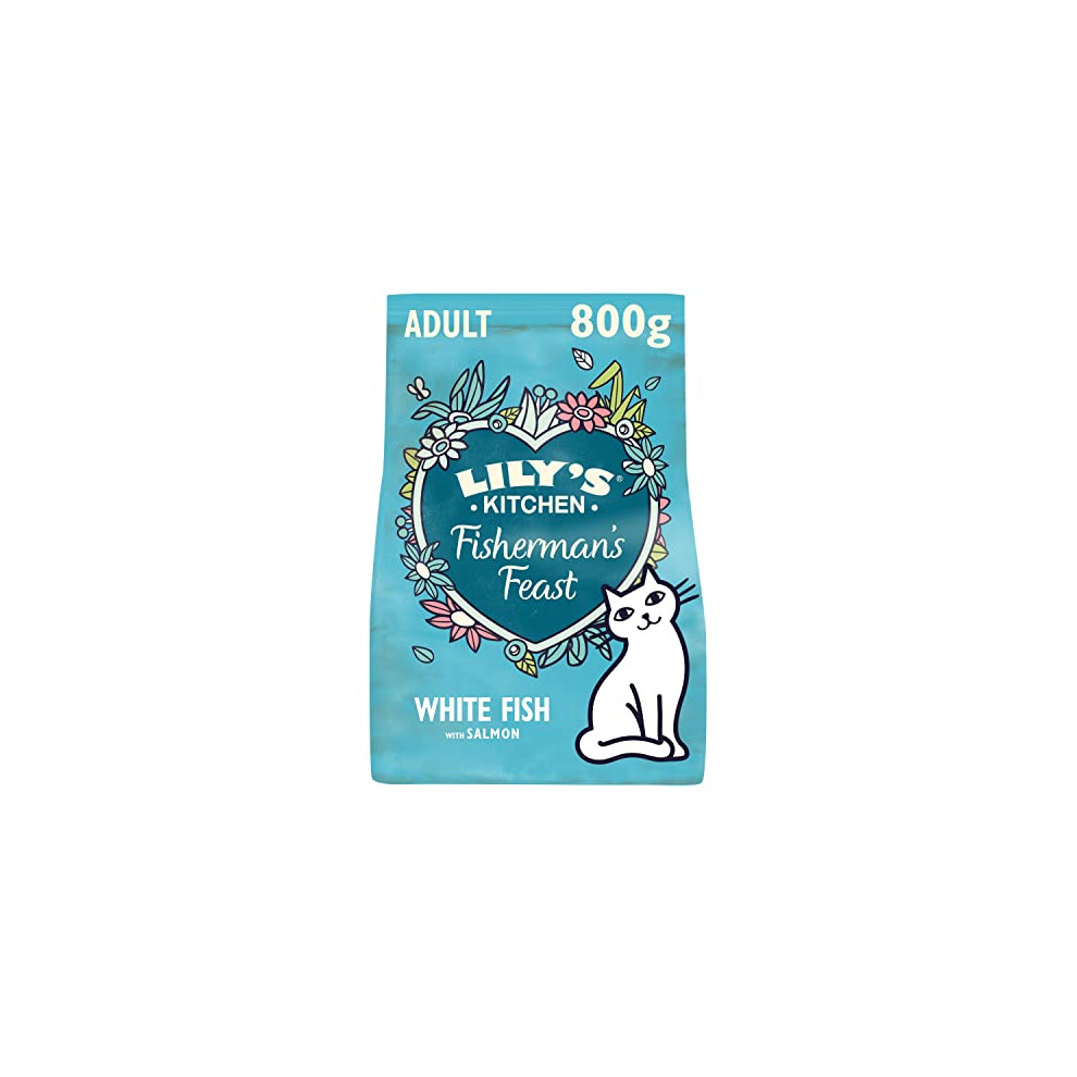 Lily's Kitchen Fisherman's Feast With Fish & - Complete Adult Dry Cat Food (4 X 800G) White/Salmon