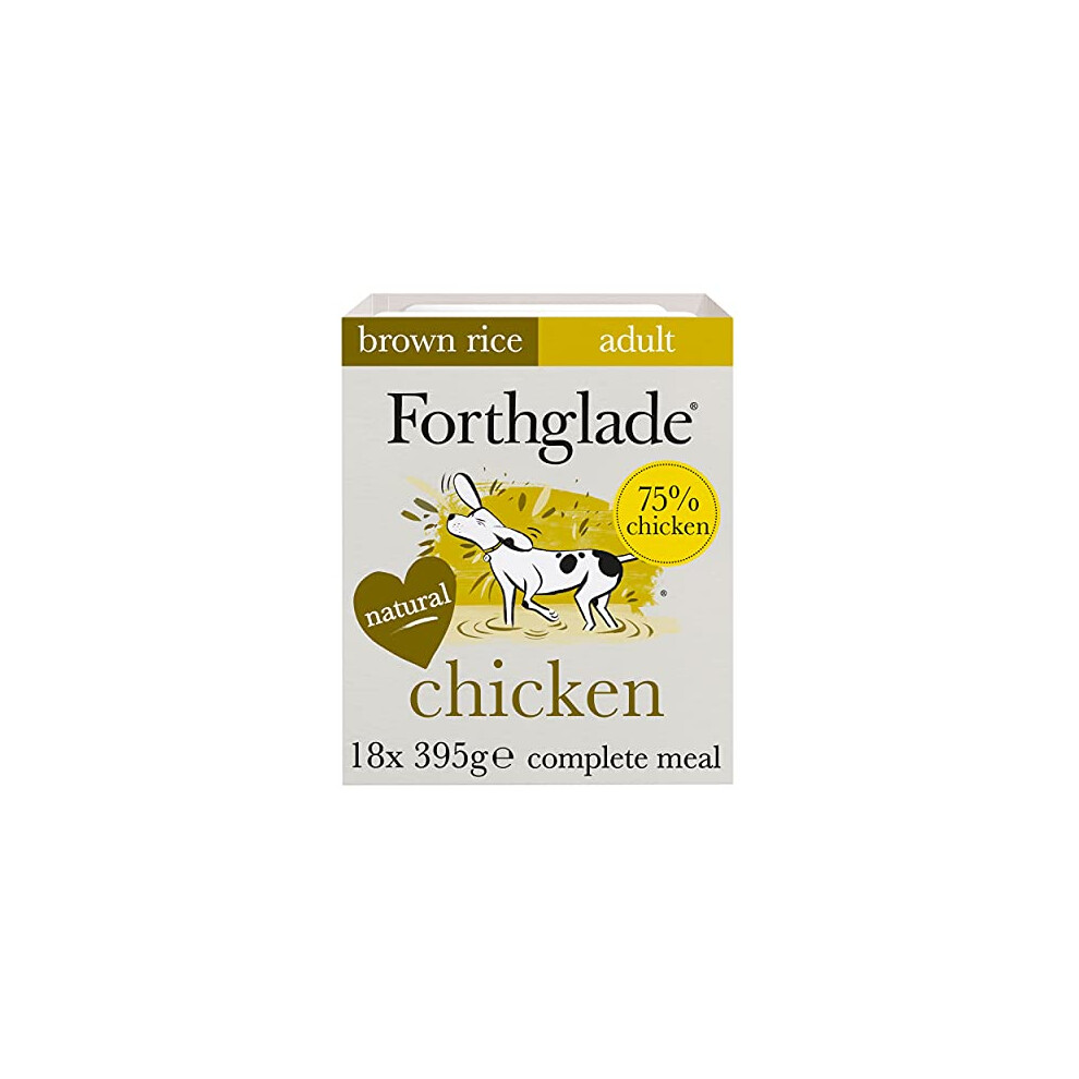 Forthglade Complete Natural Wet Dog Food - Chicken & Vegetables with Brown Rice (18 x 395g) Trays - Adult Dog Food 1 Year+