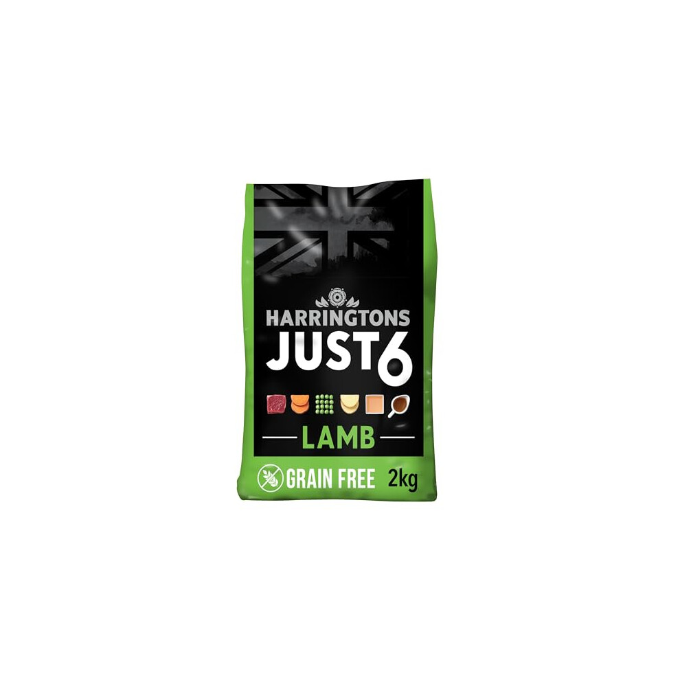 Harringtons Just 6 Lamb & Veg Complete Free Dry Dog Food With Added Tasty Fresh Baked Bites 4X2kg Grain
