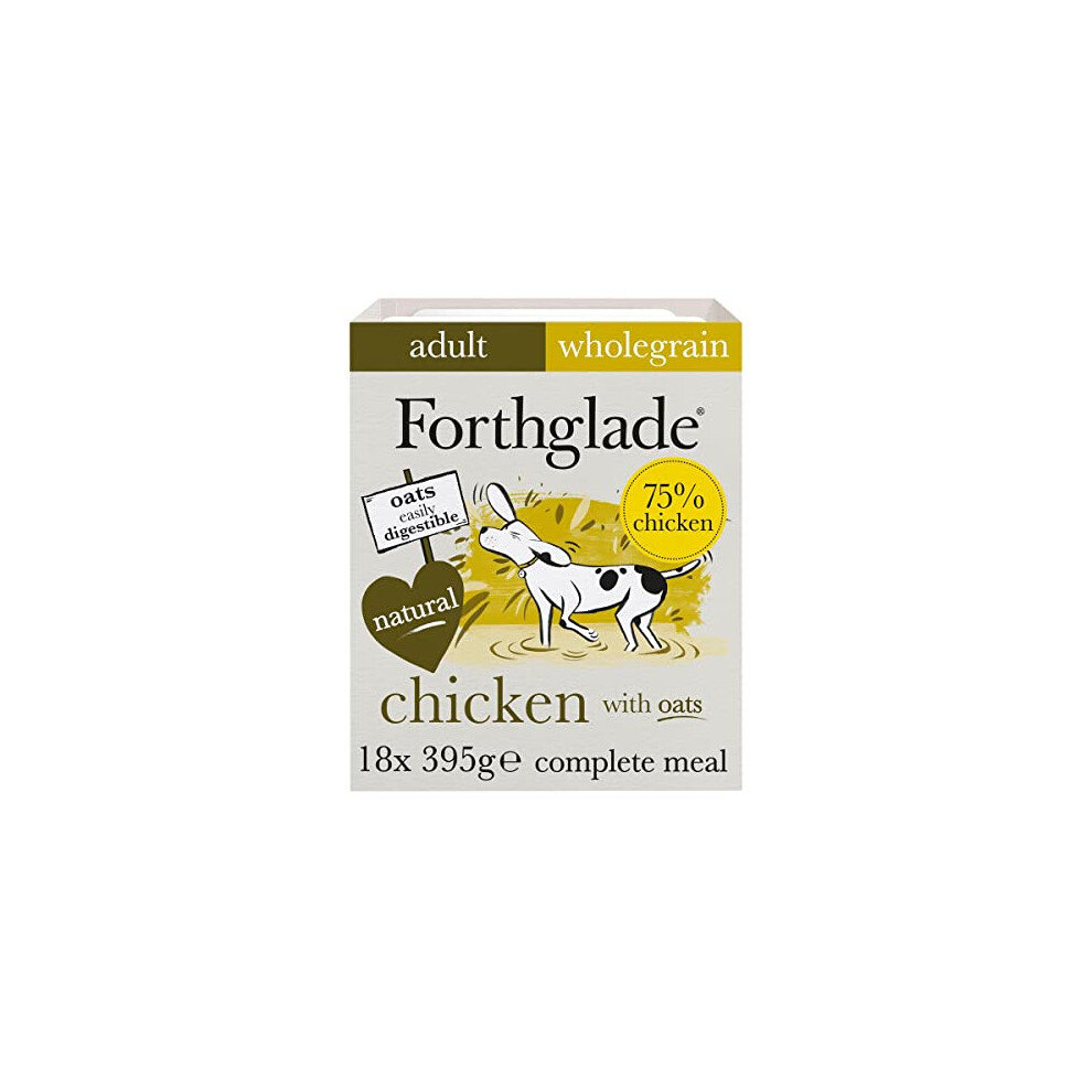 Forthglade Complete Natural Wet Dog Food - Chicken with Wholegrain Oats & Vegetables (18 x 395g) Trays - Adult Dog Food 1 Year+