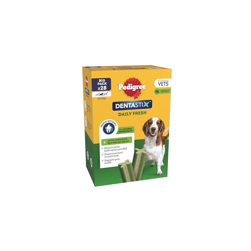 Pedigree Dentastix - Fresh Daily Dental Chews Medium Dog, 112 Sticks - 2.88 kg MegaPack (4 x 28 Sticks)