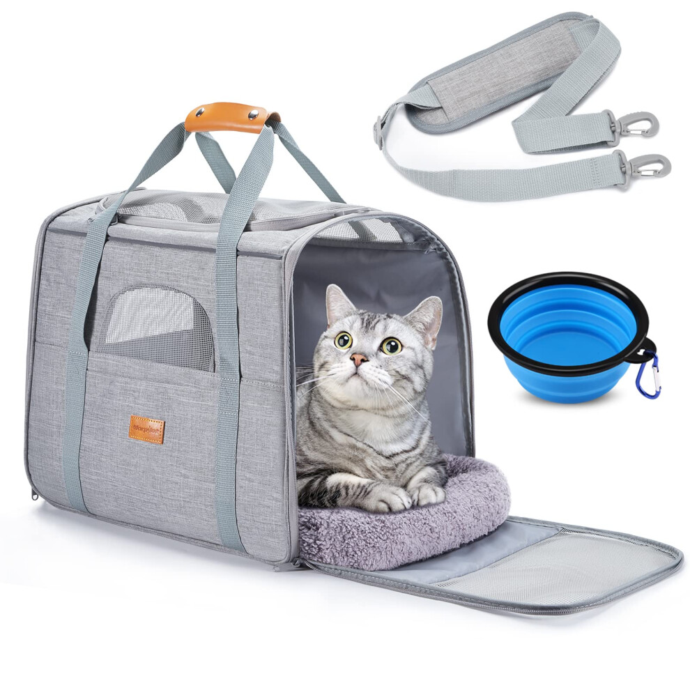 Morpilot Cat Carrier, Airline Approved Pet Carrier, Portable Dog Bag Carrier, Breathable Small Pet Carrier Travel Cage with Adjustable Shoulder Strap