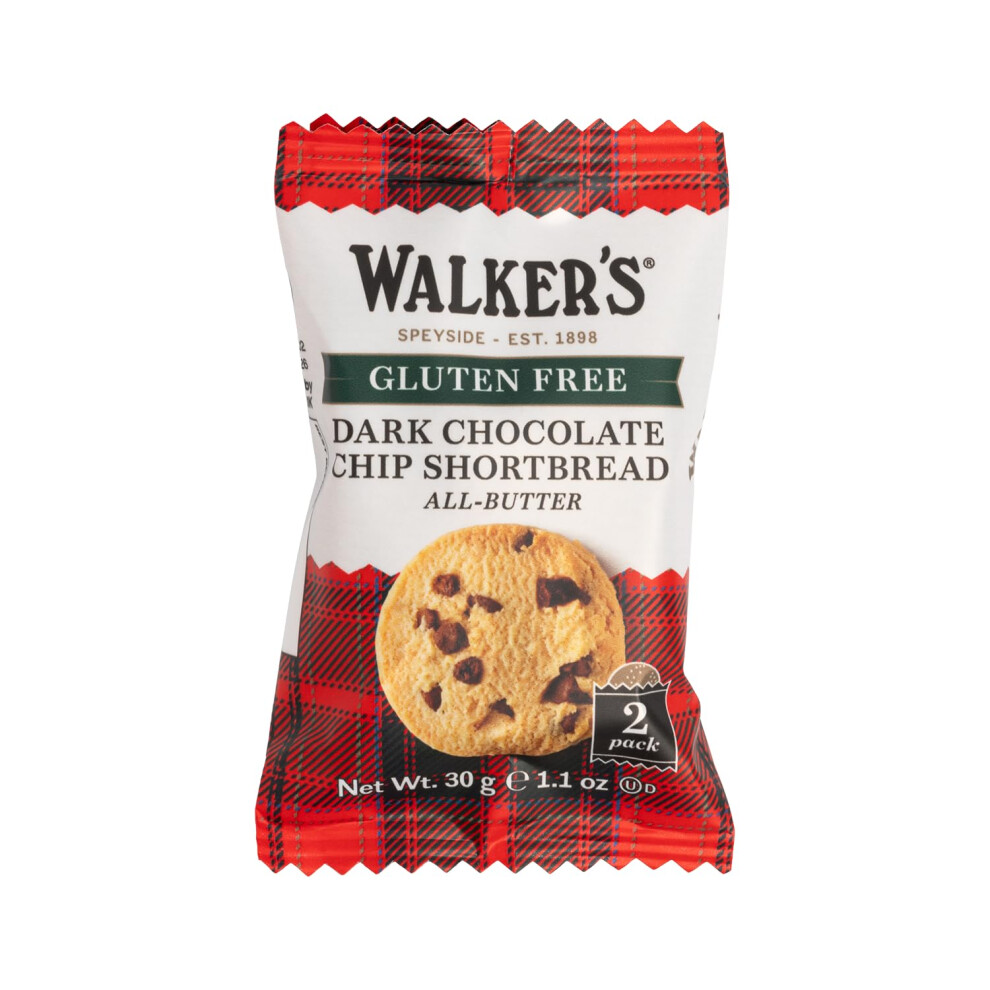 Walker's Shortbread Gluten Free Chocolate Chip Rounds, Traditional Pure Butter Scottish Recipe, 30g (Pack of 60) [Packaging May Vary]