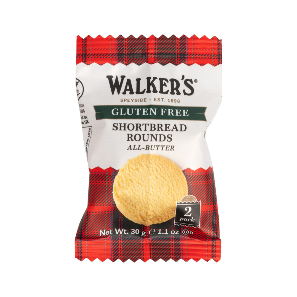 Walkers Walker's Shortbread Gluten Free Rounds, Traditional Pure Butter Scottish Recipe. 30G (Pack Of 60) [Packing May Vary]