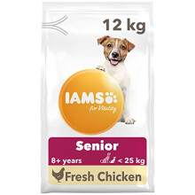 IAMS Complete Dry Dog Food for Senior 8+ Small & Medium Breeds with Chicken, 12 kg