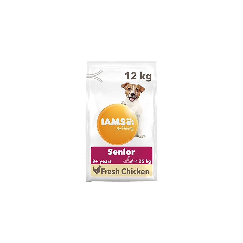 IAMS Complete Dry Dog Food for Senior 8+ Small and Medium Breeds with Chicken 12 kg