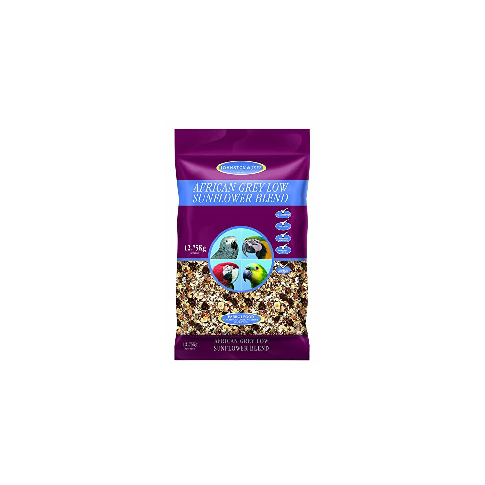 Johnston & Jeff Low Sunflower Diet For African Greys Parrot Food, 12.75 Kg