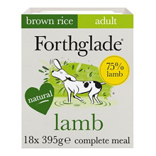 Forthglade Complete Natural Wet Dog Food - Lamb & Vegetables with Brown Rice (18 x 395g) Trays - Adult Dog Food 1 Year+