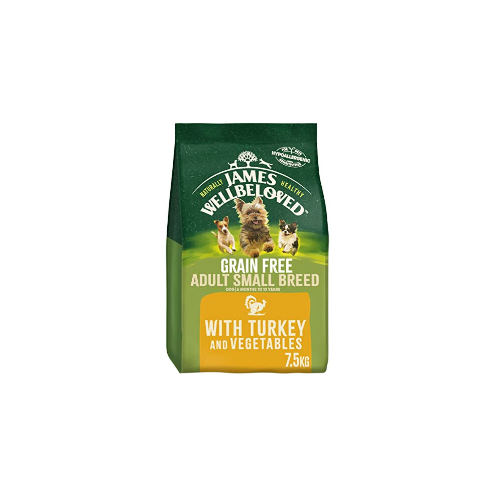 James Wellbeloved Adult Grain-Free Small Breed Turkey & Rice 7.5 kg Bag, Hypoallergenic Dry Dog Food