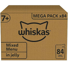 Whiskas 7+ Senior Mixed Selection in Jelly 84 Pouches, Senior Wet Cat Food, Megapack (84 x 85 g)