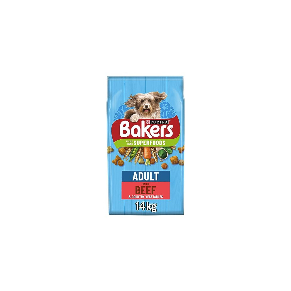 Bakers Adult Dry Dog Food Beef And Veg 14 Kg, Packaging May Vary