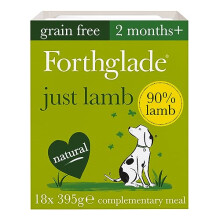 Forthglade Complementary Natural Wet Dog Food - Grain Free Just Lamb with vegetables (18 x 395g) Trays - 90% Lamb Dog Food for Puppy, Adult & Senior
