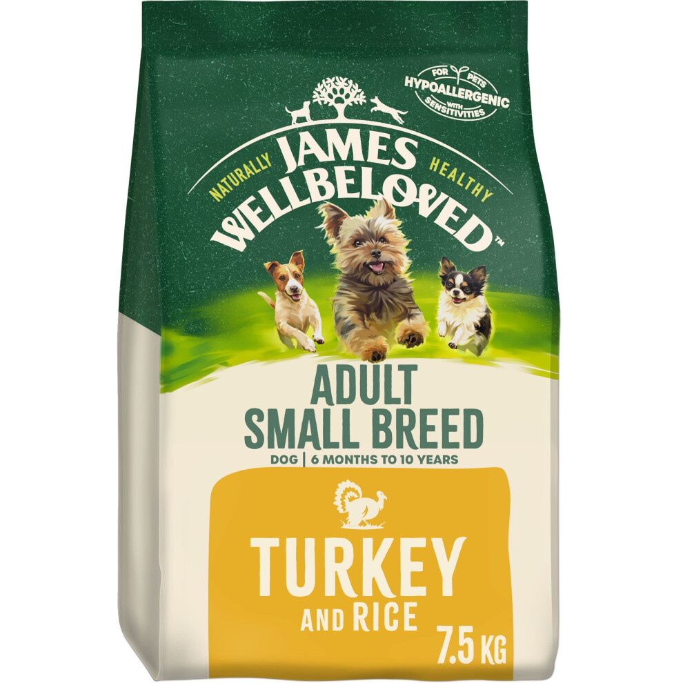 James Wellbeloved Adult Small Breed Turkey & Rice 7.5 kg Bag, Hypoallergenic Dry Dog Food