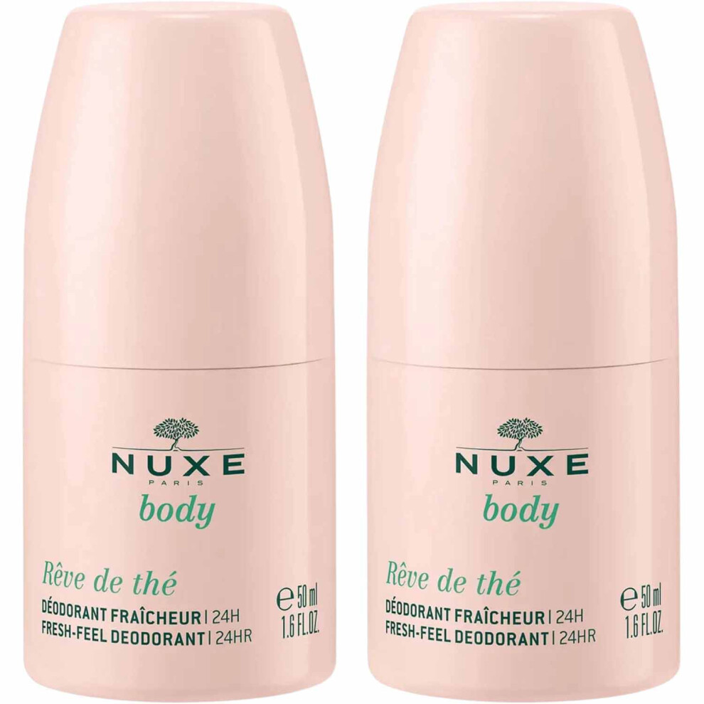 Pack of 2 Nuxe Reve de The 24 Hour Fresh Feel Roll-on Deodorant for Women Long Lasting, Refreshing and Natural Deodorant 50ml