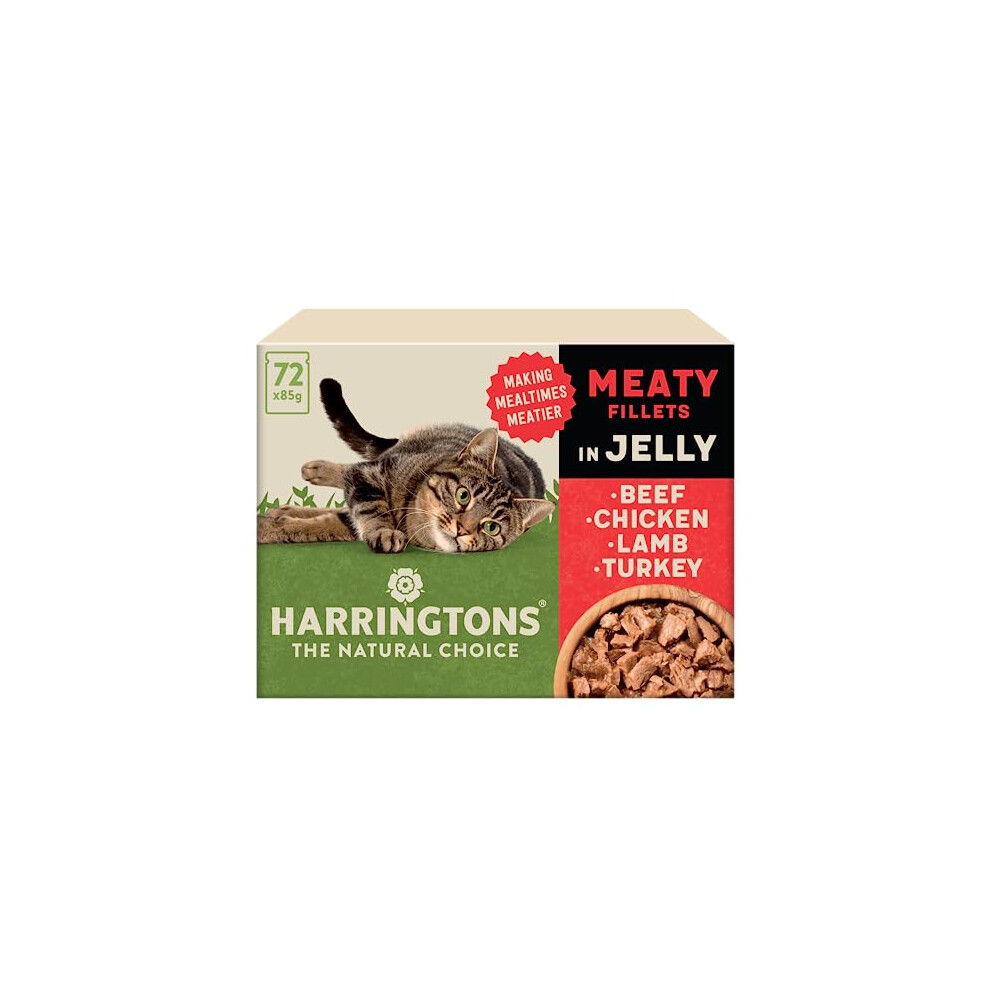 Harringtons Grain Free Meat Selection in Jelly Wet Cat Food 72x85g, Beef, Chicken, Lamb & Turkey