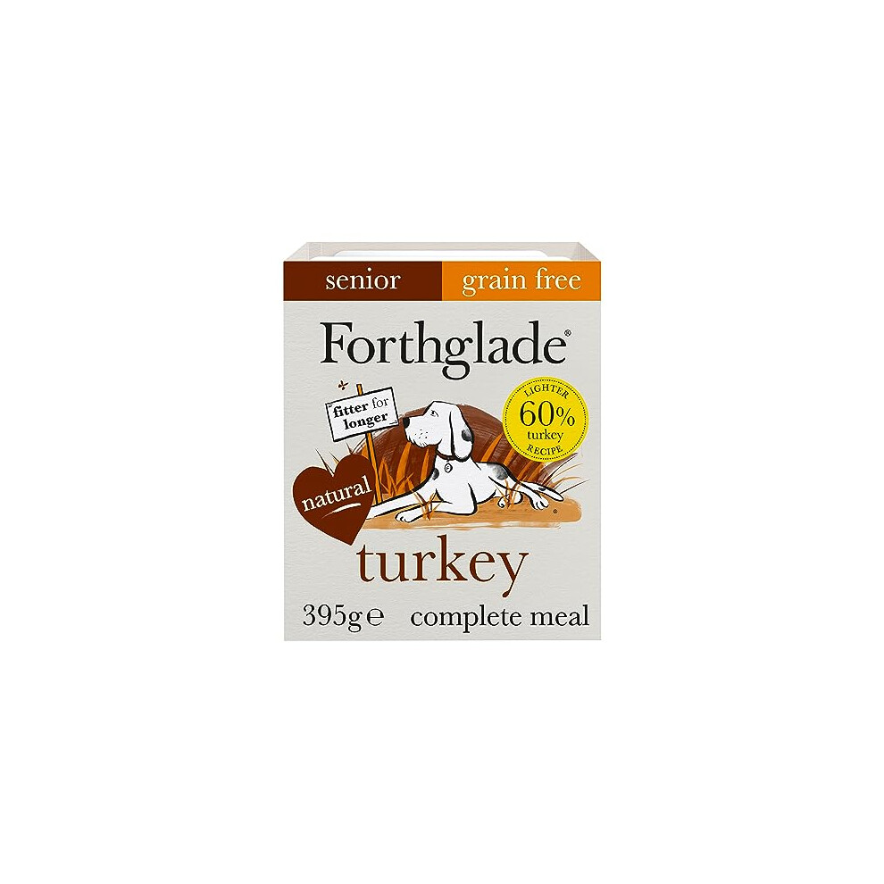 Forthglade Complete Natural Wet Dog Food - Grain Free Turkey with Vegetables (18 x 395g) Trays - Senior Dog Food 7 Years+