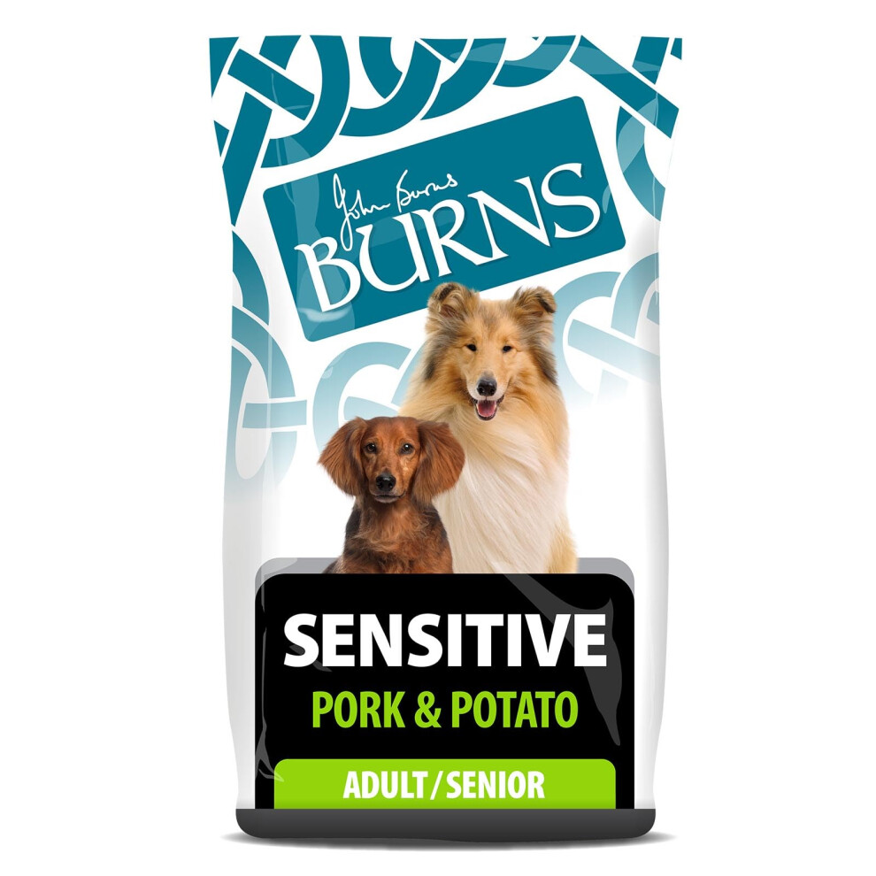 Burns Pet Nutrition Hypoallergenic Complete Dry Dog Food Adult and Senior Dog Sensitive with Pork and Potato 12 kg