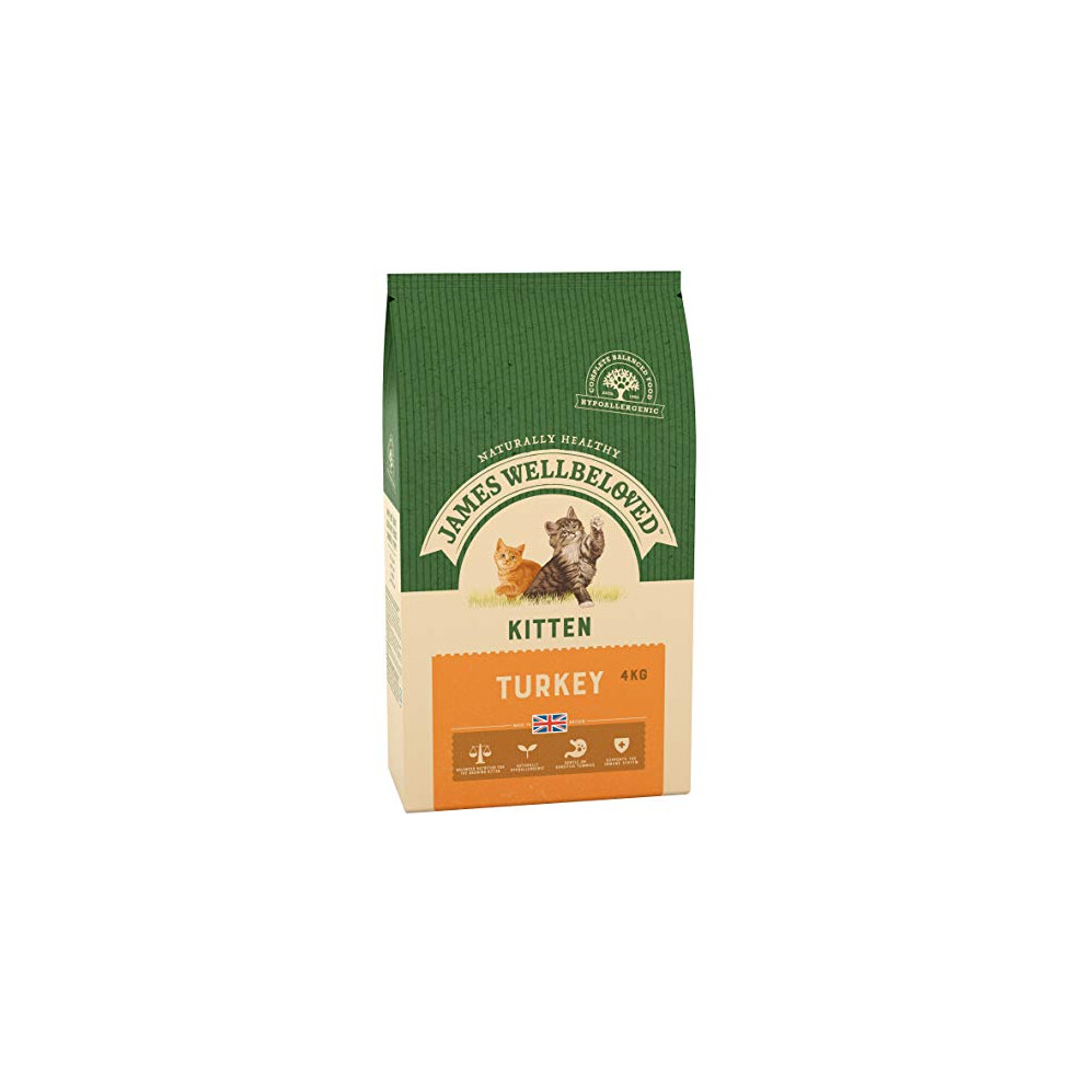 James Wellbeloved Kitten Turkey 4 kg Bag, Hypoallergenic Dry Cat Food