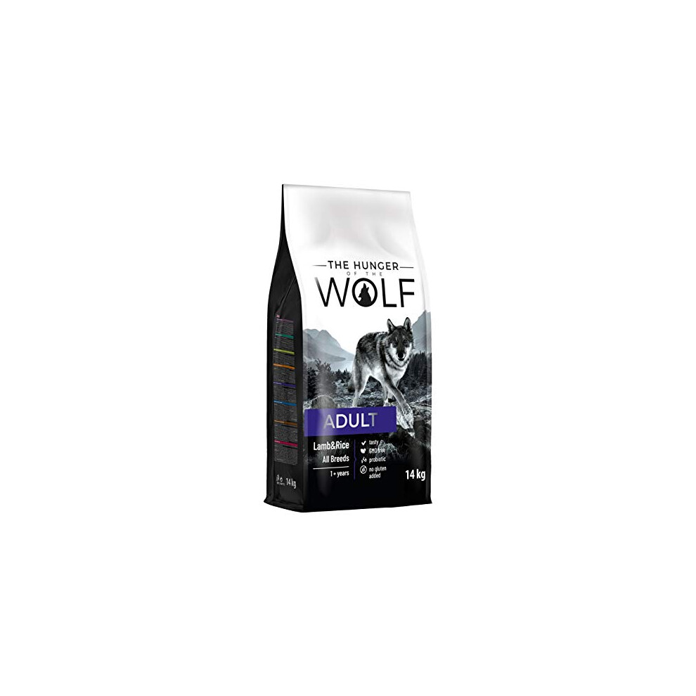 The Hunger of the Wolf Dry Dog Food - For All Breeds, Delicate Formula with Lamb and Rice, Adult - 14 kg (Pack of 1)