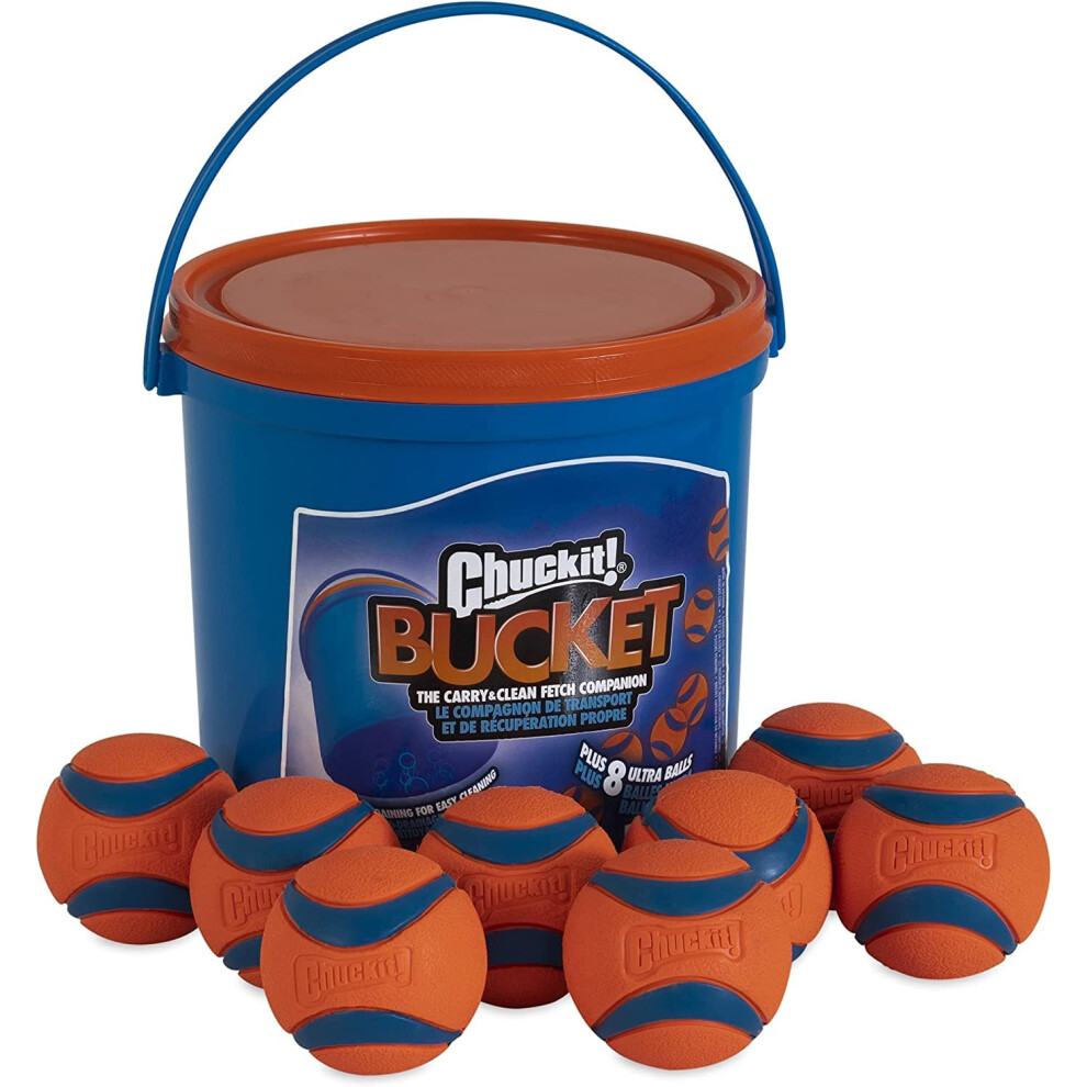 ChuckIt! Ultra Ball Dog Toy Chuckit Bucket Durable Rubber Dog Ball and Bucket High Bounce Floating Chuck It Launcher Compatible Toy Balls For Dogs