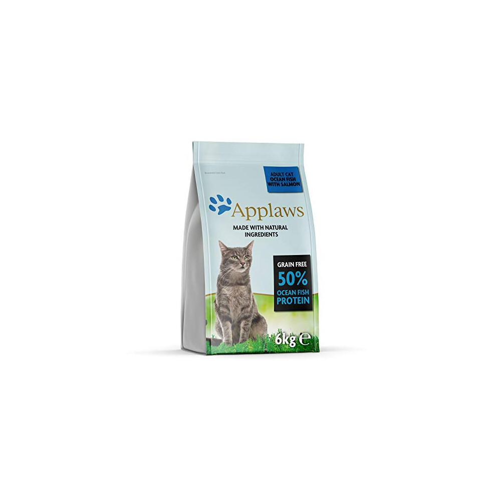 Applaws Complete Natural and Grain Free Dry Adult Cat Food, Ocean Fish with Salmon, 6 kg Bag