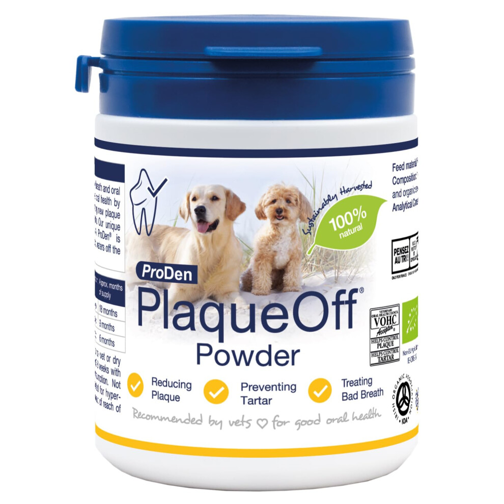 ProDen PlaqueOff Powder 180g | For Dogs and Cats |Bad Breath, Plaque, Tartar