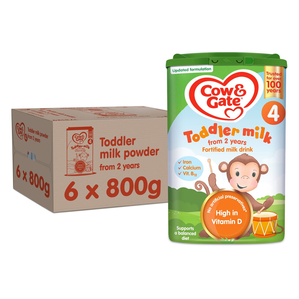 Cow & Gate 4 Toddler Baby Milk Powder Formula, 2-3 Years, 800 g (Pack of 6)