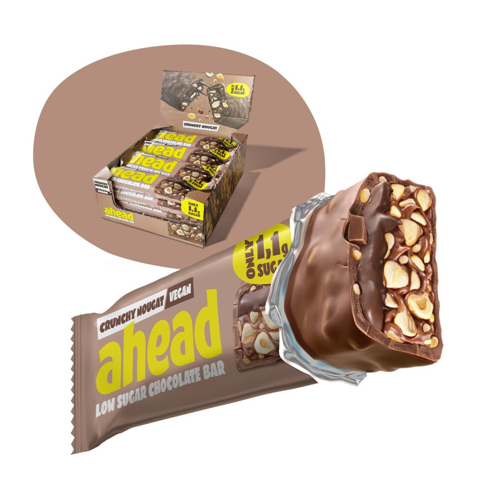 ahead ACHIEVE | Keto Chocolate Bars ? 16 x 35g ? Crunchy Nougat ? Low Carb Sugar Free Keto Bars ? 100% Natural with MCT-Fats ? Keto Snacks & Healthy