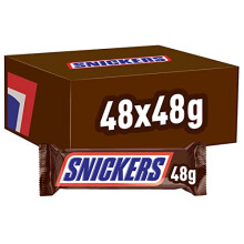 Snickers, Caramel & Peanuts Bulk Chocolate Box, Milk Chocolate Bars Case 48 x 48g