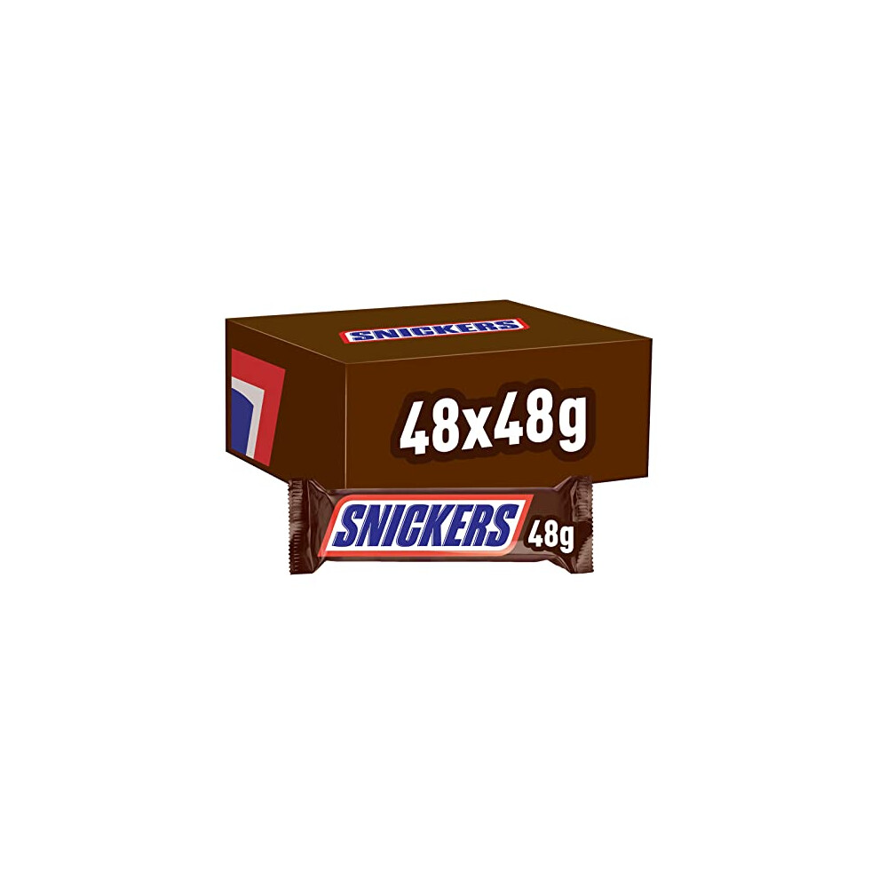 Snickers, Caramel & Peanuts Bulk Chocolate Box, Milk Chocolate Bars Case 48 x 48g