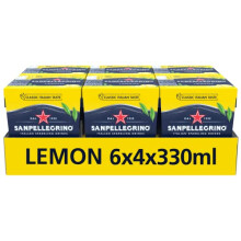 San Pellegrino Italian Classic Taste Original Sparkling Lemon Canned Soft Drink 24 Pack (6 Pack x 4 x 330ml)