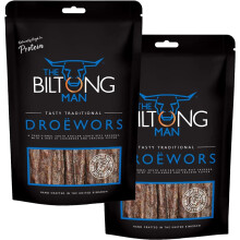 The Biltong Man | Tasty Traditional Dro?wors Sticks | High Protein Beef Snack | Keto-friendly South African Dried Beef Sausage, 1 Kilogram (2 x 500