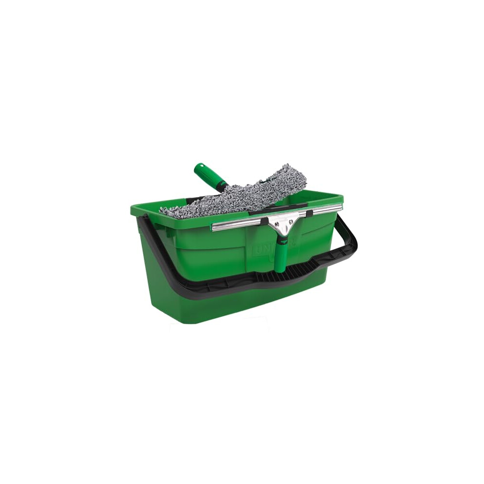 UNGER AK013 Window Cleaning Kit 3-in1 Starter Set - Window Squeegee, Microfibre Power Washer with T-Bar Handle, 18L Cleaning Bucket - Professional