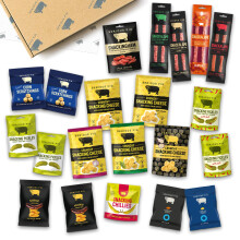 SERIOUS PIG | Gourmet Snack Hamper | with Crunchy Cheese, Salami Sticks, Pickles, Crisps, Salted Peanuts, Roast Almonds and Corn Scratchings.