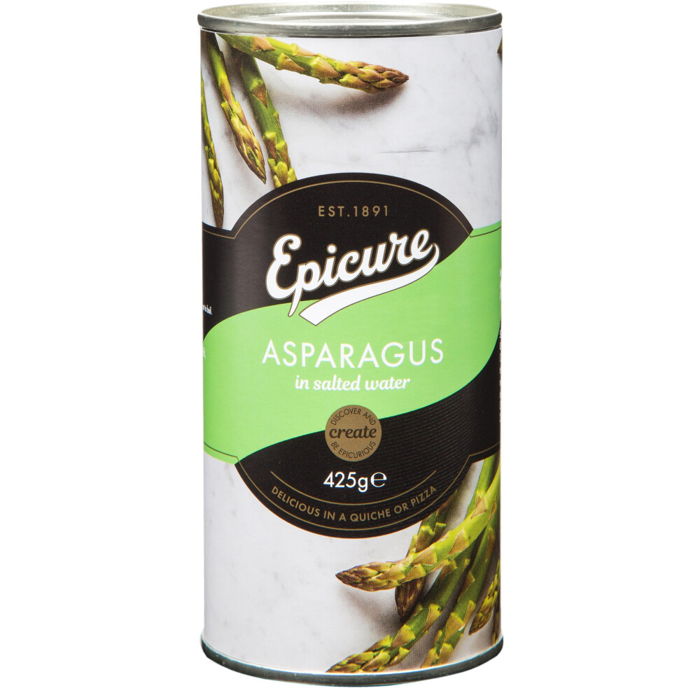 Epicure Tinned Asparagus Spears In Salted Water, 425 G (Pack Of 12) Green