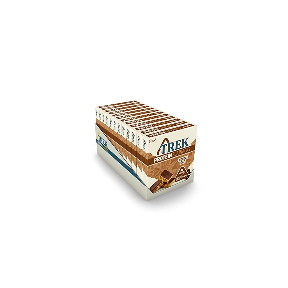 Trek High Protein Flapjack Cocoa Oat - Gluten Free - Plant Based - Vegan Snack - 50G X 36 Bars