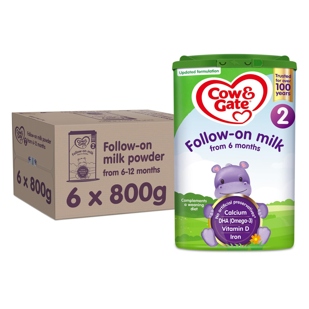 Cow & Gate 2 Follow On Baby Milk Powder Formula, 6-12 Months, 800g (Pack of 6)