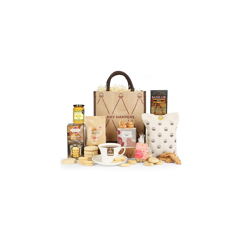 Kate's Hampers Afternoon Tea Hamper For 2 ? Includes Italian Biscuits, Cookies, Shortbread, Fudge & Tea ? Gift Hamper For Anniversary, New Home, Birthday,