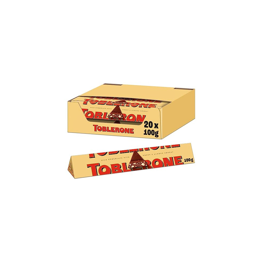 Toblerone Milk Chocolate Bars OFFICIAL, Made with Swiss Milk Chocolate, 20 x 100 g