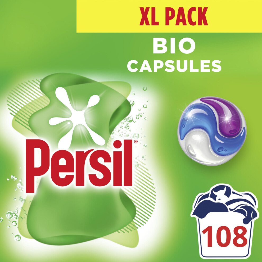 Persil Bio 3 in 1 Washing Capsules laundry capsules for 1st time removal of tough stains outstanding stain removal in quick & cold washes 108 washes