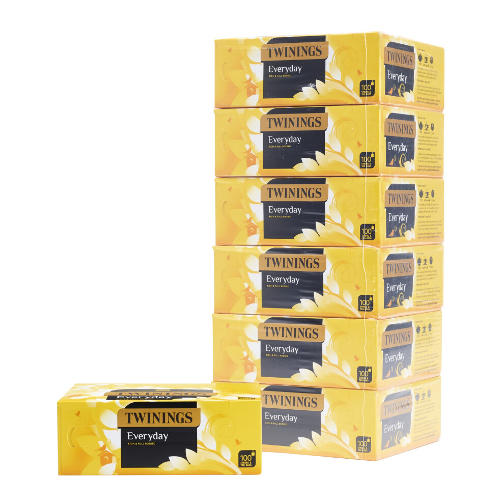 Twinings Everyday Tea Bags, 6 boxes of 100 String and Tag Tea bags (600 Total)