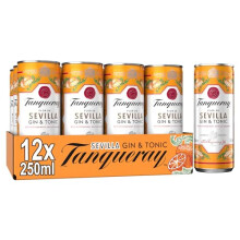 Tanqueray Flor de Sevilla Gin & Tonic | 6.5% vol | 12 x 250ml | Ready to Drink Cans | Bittersweet Taste of Seville Oranges & Tanqueray London Dry Gin