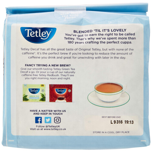 Tetley Original Decaf Tea Decaffeinated Black Tea Pack of 6 Boxes 960 Teabags 1
