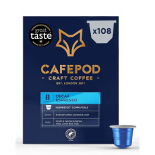 CafePod Coffee Pods Nespresso Compatible Decaf Espresso 108 Aluminium Capsules