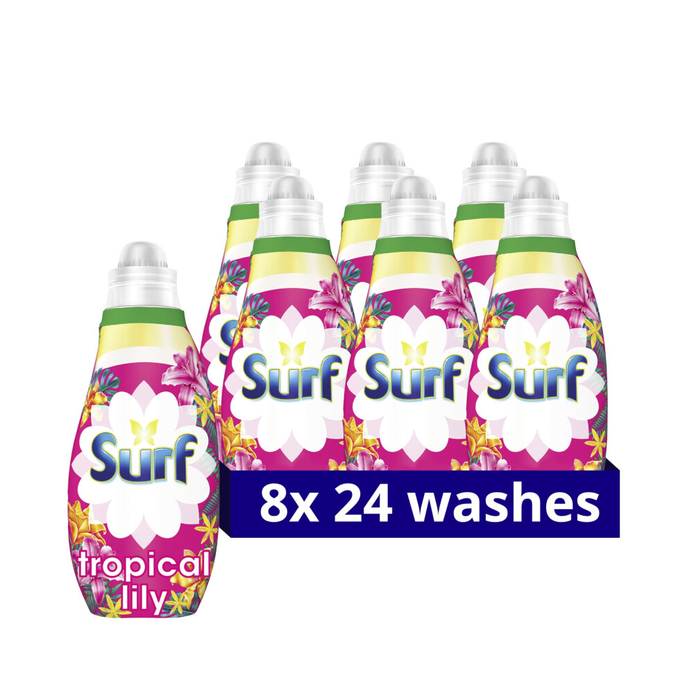 Surf Tropical Lily Concentrated Liquid Laundry Detergent infused with natural essential oils for fresh and clean washing 8x 24 washes (192 washes)