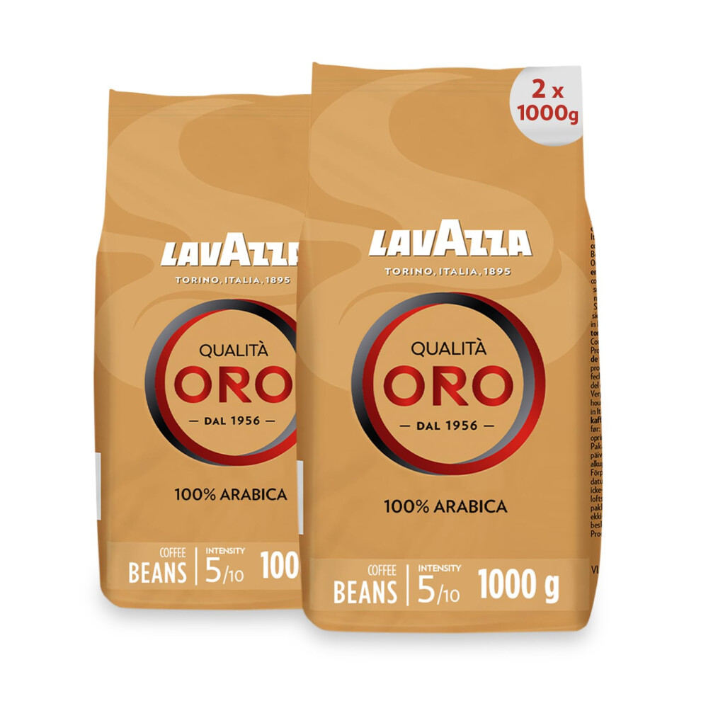 Lavazza Qualita Oro Coffee Beans, Medium Roast, 1000g x 2, Total 2000g