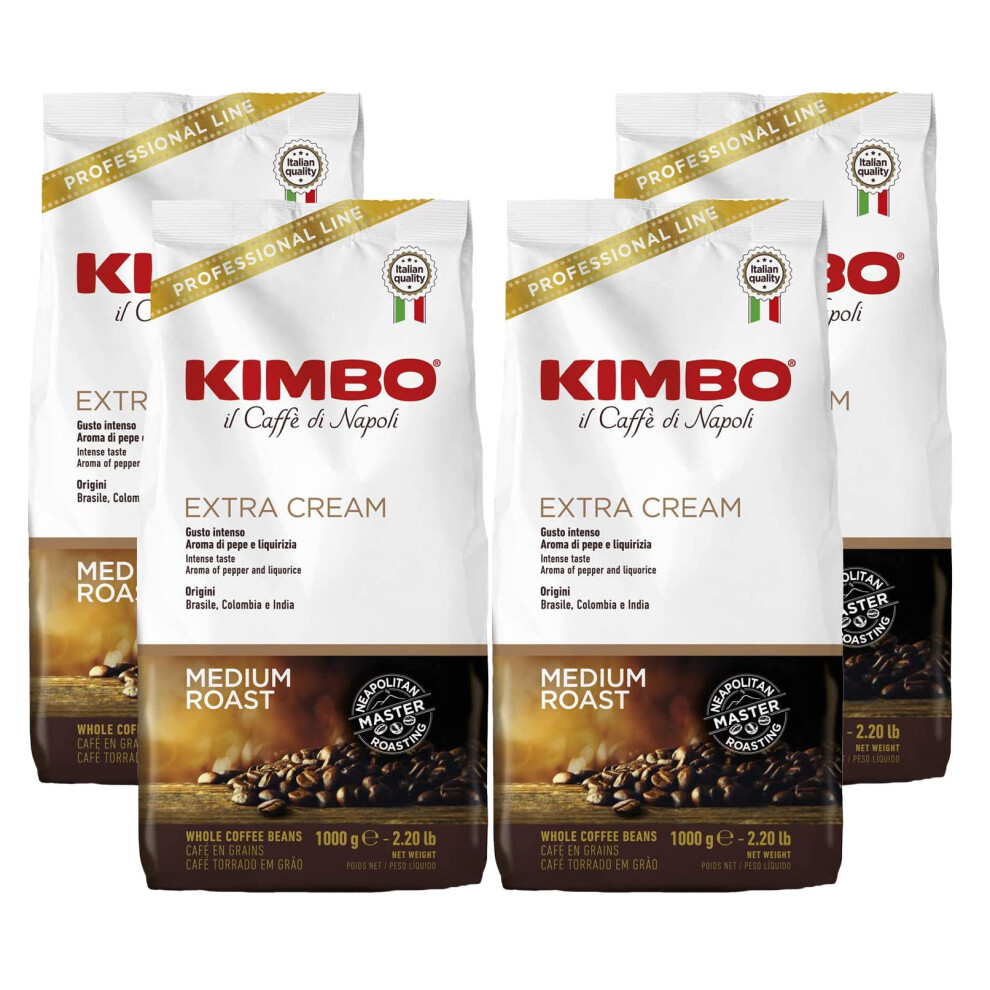 Kimbo Extra Espresso Coffee Beans 4X1kg Cream