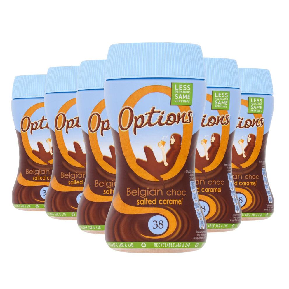 Options Salted Caramel Hot Chocolate Drink (Multipack of 6 x 220 g Jars)